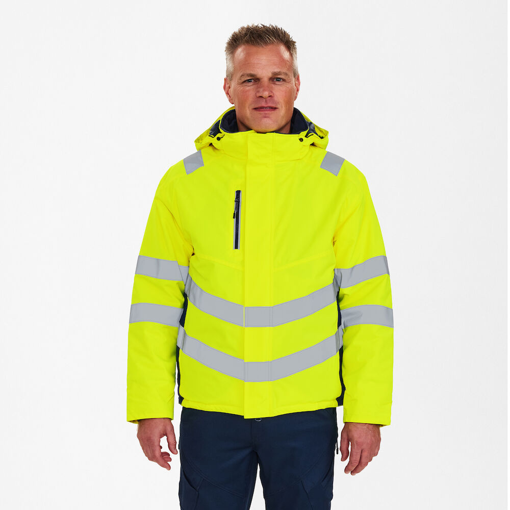 Engel Workwear - Arbeitskleidung für Profis FE1946.38165.S -  Safety Winter-Jacke, Gelb mit Navyy