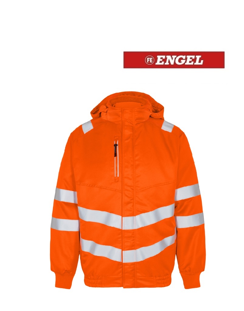 Engel Workwear - Arbeitskleidung für Profis FE1247.10.S., Fluoreszierende, wind- und wasserabweisende Safety Pilotjacke, EN 20741 Klasse 3, orange