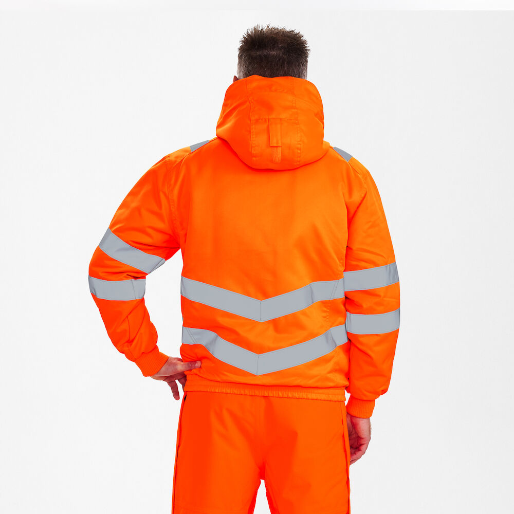 Engel Workwear - Arbeitskleidung für Profis FE1247.10.S., Fluoreszierende, wind- und wasserabweisende Safety Pilotjacke, EN 20741 Klasse 3, orange