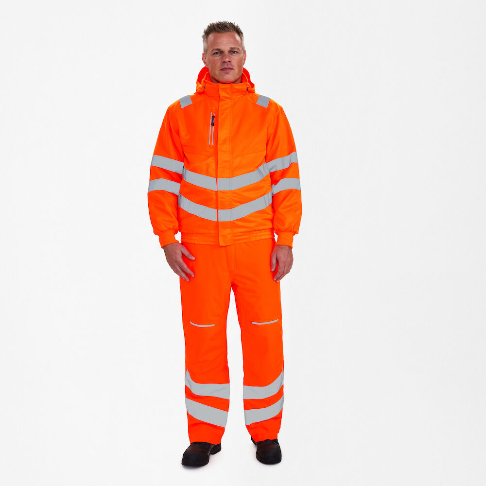 Engel Workwear - Arbeitskleidung für Profis FE1247.10.S., Fluoreszierende, wind- und wasserabweisende Safety Pilotjacke, EN 20741 Klasse 3, orange