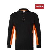 Velilla Kleider 105514 schwarz orange - Poloshirt, Zweifarbig, Langarm, BW und Polyester, Knopfverschluss vorne von Velilla