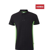 Velilla Kleider 105504 schwarz limegrün -  Poloshirt, Zweifarbig, BW und Polyester, Knopfverschluss vorne. Gerippte Bündchen und Kragen.