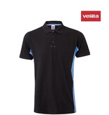 Velilla Kleider 105504 schwarz skyblau -  Poloshirt, Zweifarbig, BW und Polyester, Knopfverschluss vorne. Gerippte Bündchen und Kragen.