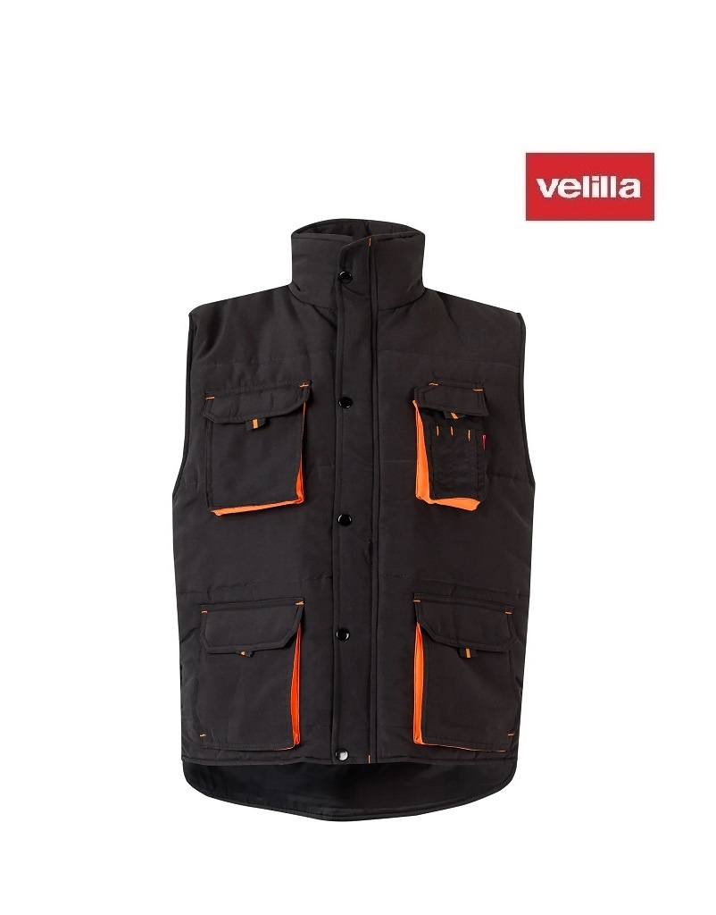 Velilla Kleider 205902 black orange -  Wattierte 2-farbige Weste, 7 Taschen von Velilla