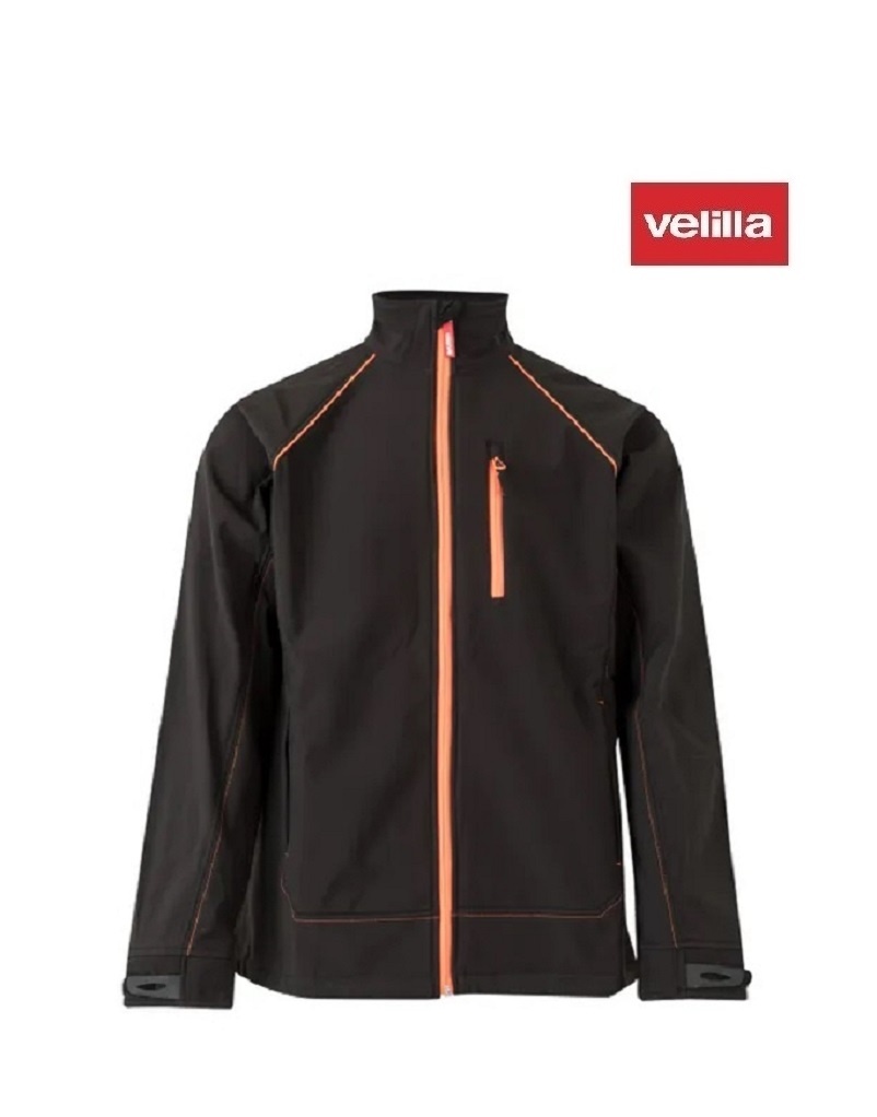 Velilla Kleider 206001 schwarz orange - Arbeits- Softsshelljacke, mit wasserdichten Reißverschlüssen, wasserfest von Velilla