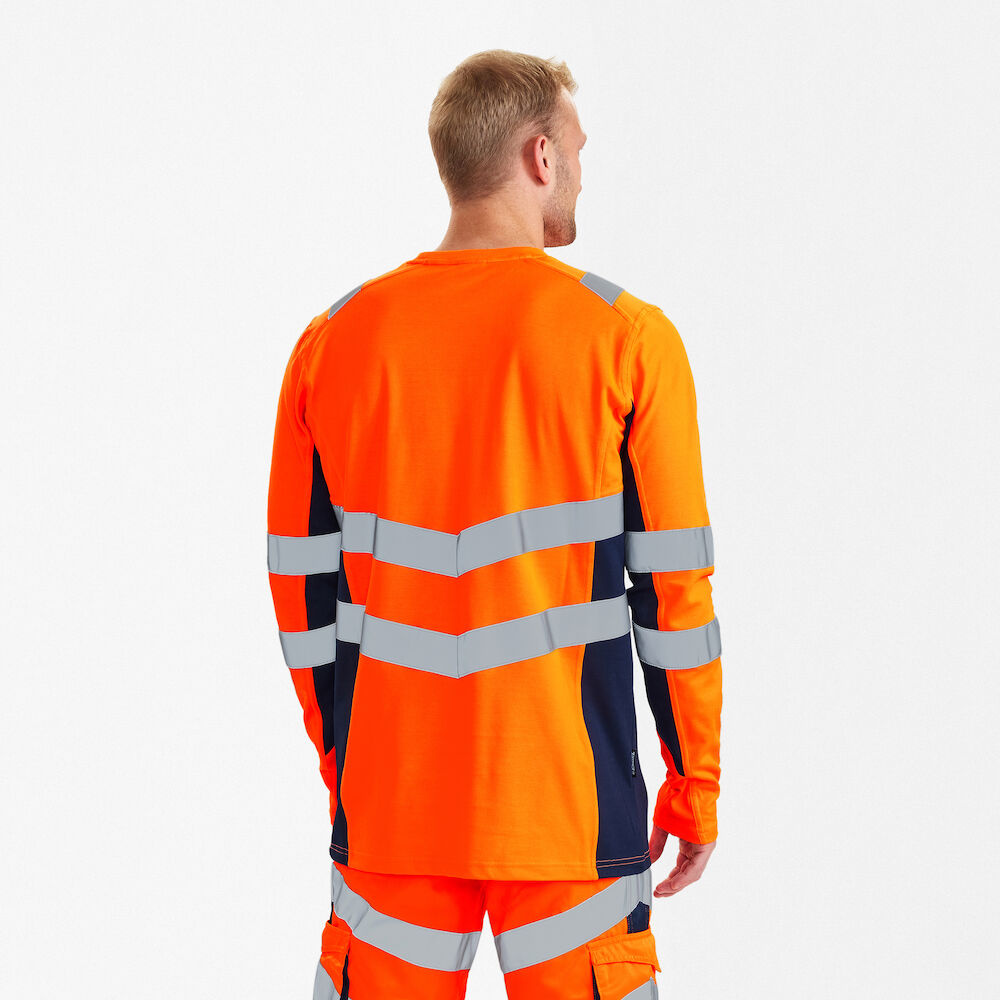 Engel Workwear - Arbeitskleidung für Profis FE9545.10165.s.K - T-Shirt Langarm, EN 20471 Kl. 2, Orange mit navy von ENGEL