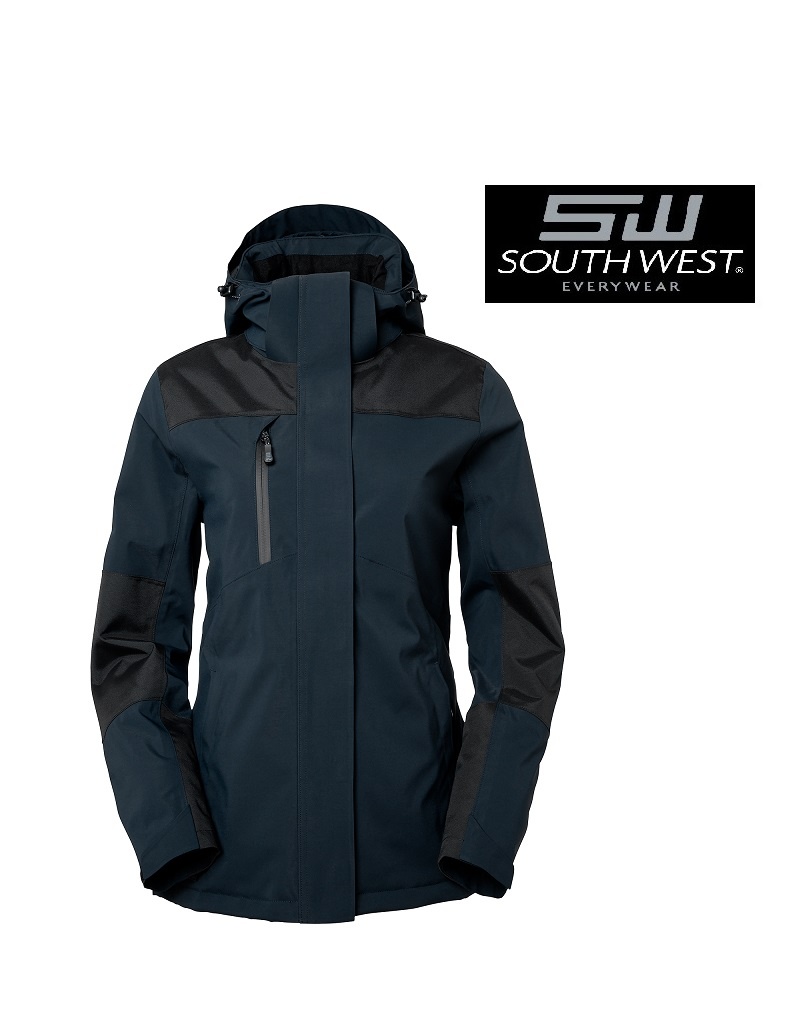 South West 1000370 Dunkelgrau Damen Wattierte, wind- und wasserabweisende Jacke von South West