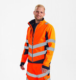 Engel Workwear - Arbeitskleidung für Profis FE1158.10165.S.K - Safety Softshelljacke, EN20741, Klasse 2, Orange mit Blau (ink)