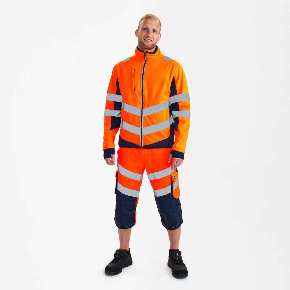 Engel Workwear - Arbeitskleidung für Profis FE1158.10165.S.K - Safety Softshelljacke, EN20741, Klasse 2, Orange mit Blau (ink)