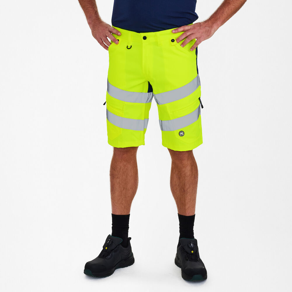 Engel Workwear - Arbeitskleidung für Profis FE6546.38165.S - Warnschutzhose kurz,  gelb/blue ink