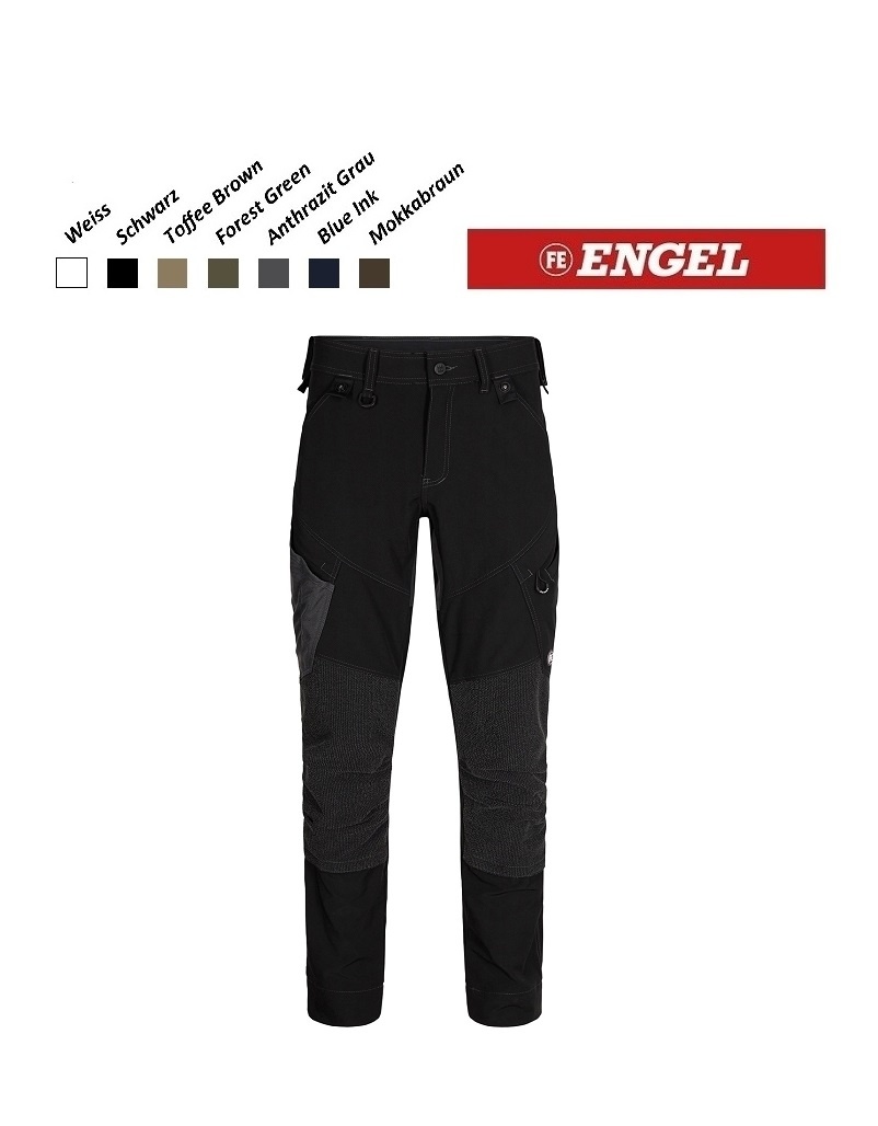 Engel Workwear - Arbeitskleidung für Profis FE2366.20.S.Kurz - Arbeitshose, kurze Ausführung,  - X-Treme Stretchhose, schwarz -