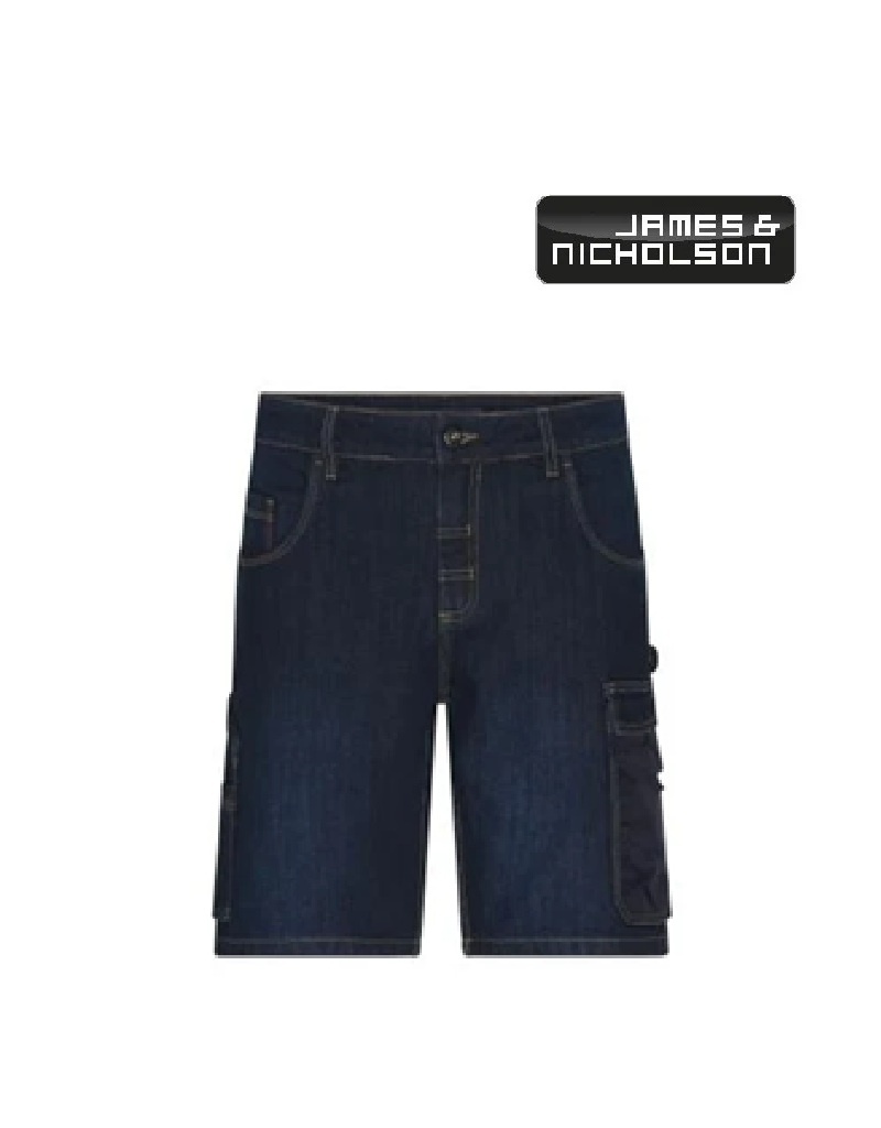 James Nicholson JN871 blue - Daiber -  Workwear Stretch-Bermuda-Jeans