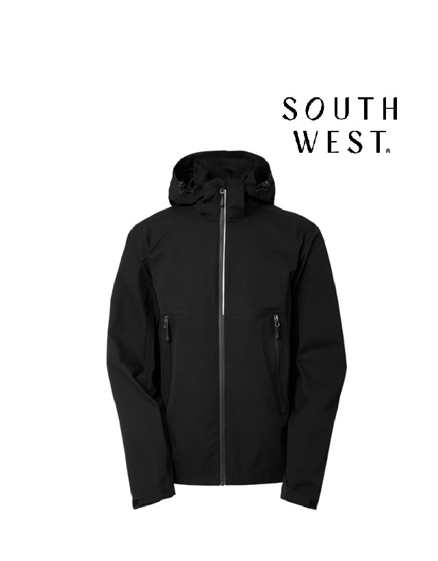 South West 1000373 schwarz,  Wind- und wasserdichte Herren-Regenjacke, weiches Stretchmaterial von South West