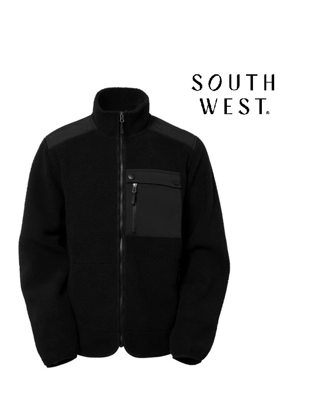 South West 1000332 Black  Herren-Sherpa-Fleece Jacke mit Verstärkungen South West
