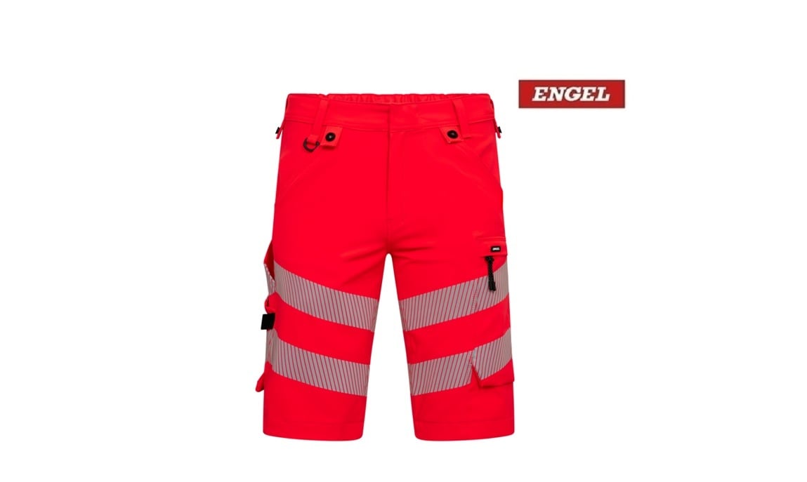 Engel Workwear - Arbeitskleidung für Profis FE6345.4720 - Engel, Arbeitsshorts, HI - Vis Rot / Schwarz