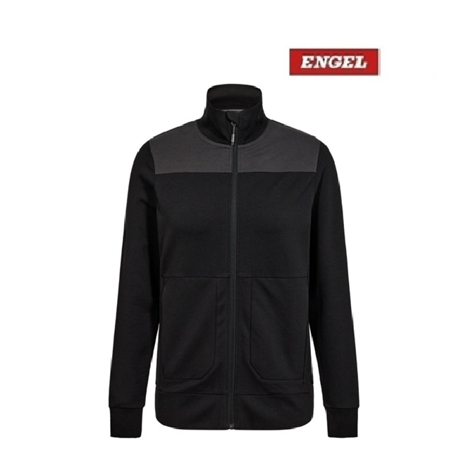 Engel Workwear - Arbeitskleidung für Profis FE8335.2079 - Engel, Entire Damen Sweatcardigan mit Kragen - Schwarz/Anthrazit Grau