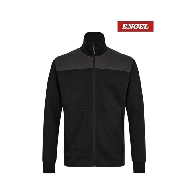 Engel Workwear - Arbeitskleidung für Profis FE8328.2079 - Entire HERREN Entire Sweatcardigan mit Kragen, Schwarz/Anthrazit Grau