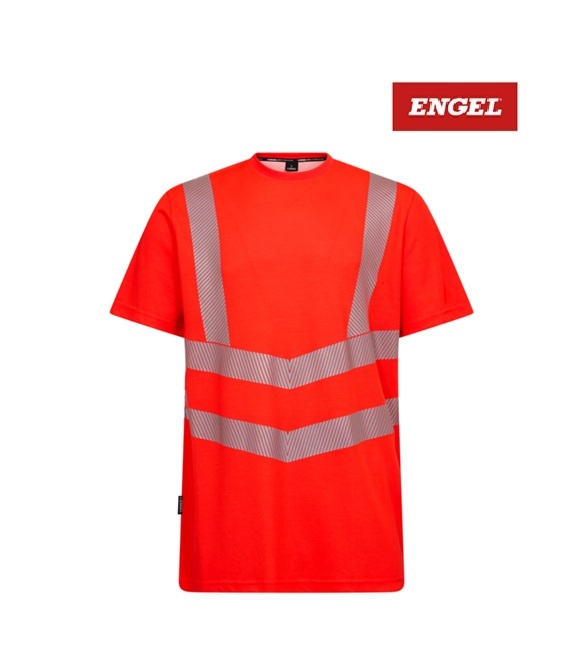 Engel Workwear - Arbeitskleidung für Profis FE9554.47.S - Engel, Warnschutz T-shirt Kurzarm, EN 20471 Kl. 2, 55% Viskose (BAMBUS) 45% Polyester Rot