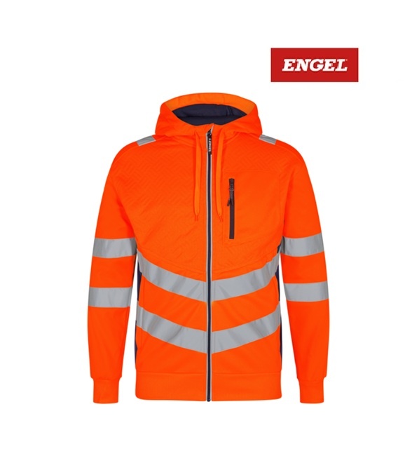Engel Workwear - Arbeitskleidung für Profis FE8025.10165 - Engel, Safety Sweat Cardigan, orange/ Blue Ink