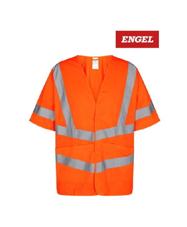 Engel Workwear - Arbeitskleidung für Profis FE5031.10.S -Warnweste; Safety Weste mit kurzen Ärmeln; Klettverschluss, EN 20471 K. 3, orange