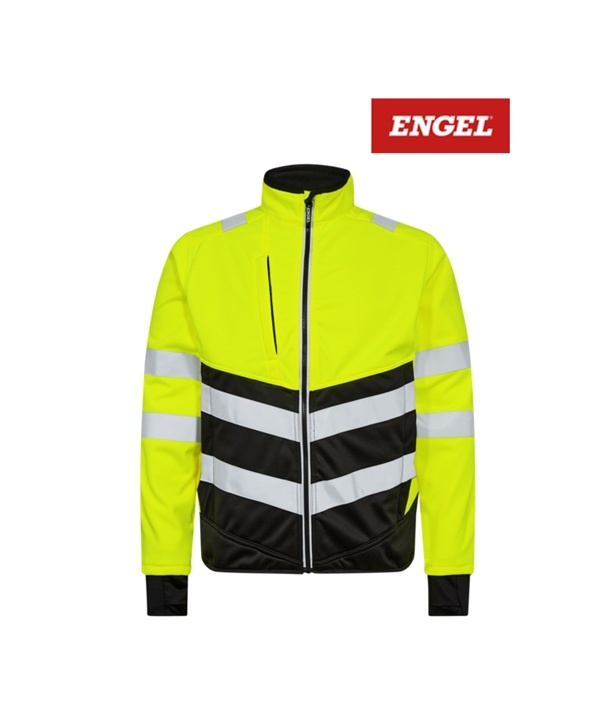 Engel Workwear - Arbeitskleidung für Profis FE1150.3820 -Engel, Safety Softshelljacke, Gelb-Schwarz