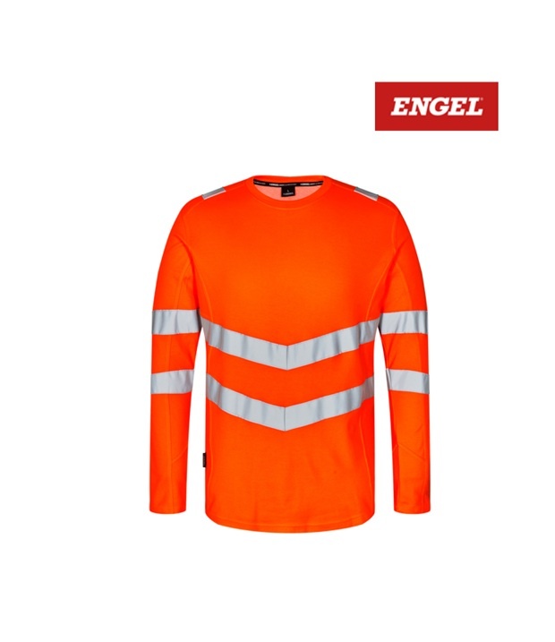 Engel Workwear - Arbeitskleidung für Profis FE9545.10 S.K - Engel, T-shirt Lang Arm, EN 20471 kl. 2, Orange