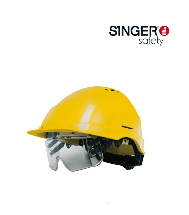 211081- Singer, Helm Iris2 mit Intergrierter Schutzbrille, Gelb