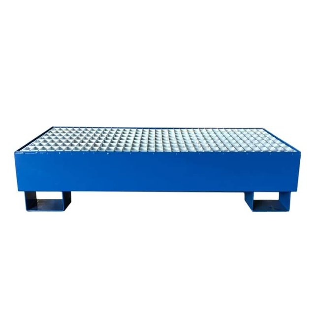 Stahl-Auffangwanne für 2 Fässer mit Gitterrost, 140 L – SBRB Serie