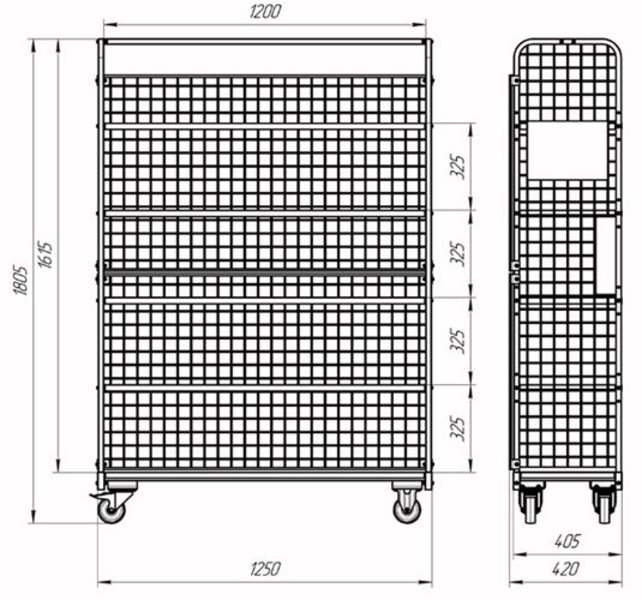 Kommissionierwagen (Rollcontainer) / Etagenwagen 125 × 42 × 190 cm – Lagerwagen