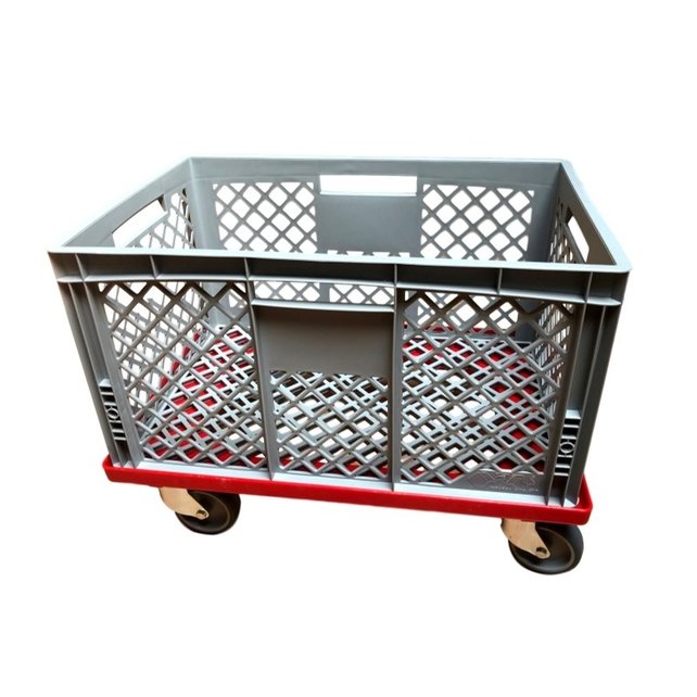 Transport trolley 4 steering wheels red
