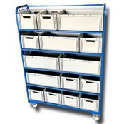 Kommissionier Etagenwagen Magazinwagen Rollcontainer mit Eurokratten Euroboxen