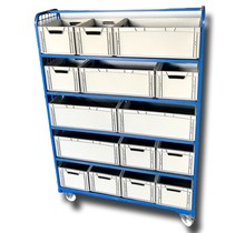 Kommissionier Etagenwagen Magazinwagen Rollcontainer mit Eurokratten Euroboxen