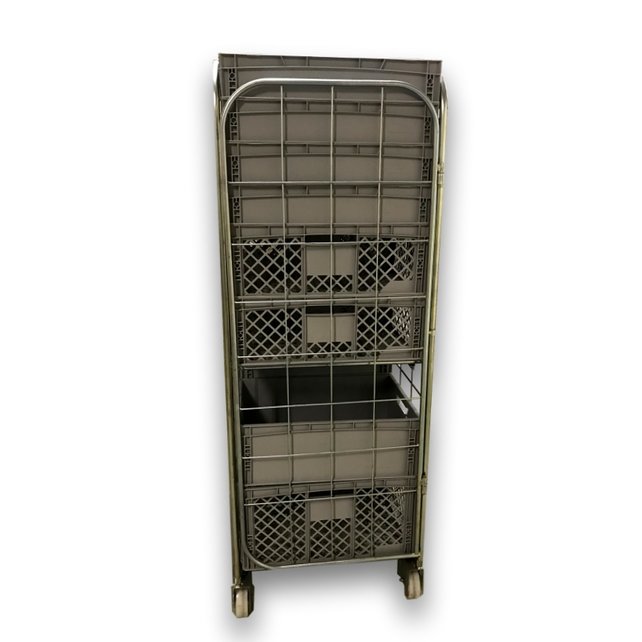 Nestable Roll Container with 4 sides with Eurocrates Euroboxes