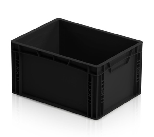 Eurobox 40x30x27 cm Zwart Euro plastic container Bakken ESD
