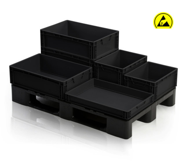 Crates 40x30x27 cm Black Plastic Euro Container Eurobox ESD