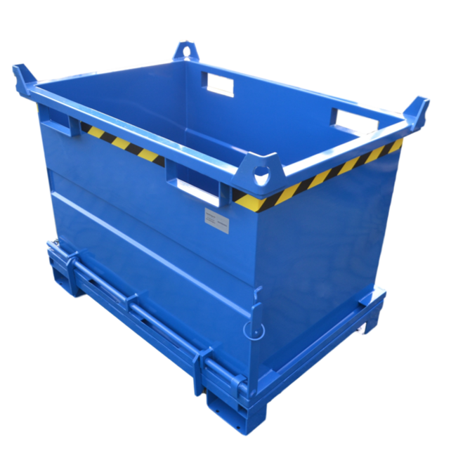 Chip Container 1500L with Lifting Eyes Hinged Bottom Tipper Container for Forklift and Crane BB-model