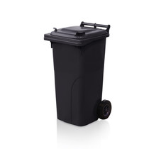 Mini-conteneur Bacs déchets en plastique 2 roues  noir 120L