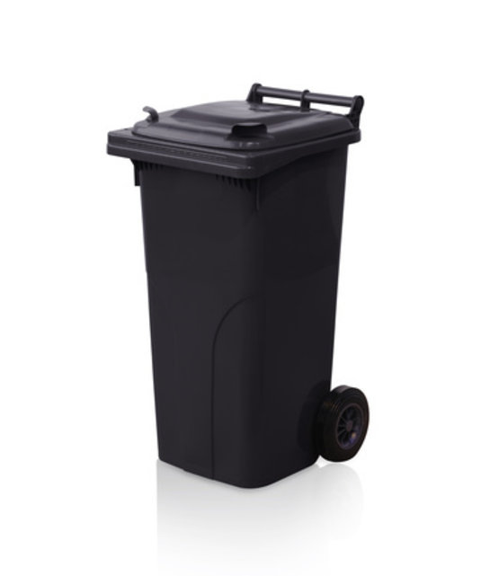 Abfallbehälter 120L Schwarzer Mini-Müllcontainer mit Rädern