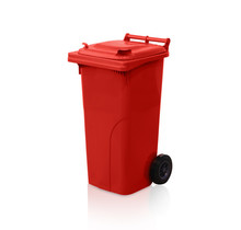Abfallbehälter 120 L Rot mit Rädern – HDPE Mülltonne