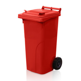Abfallbehälter 120 L Rot mit Rädern – HDPE Mülltonne