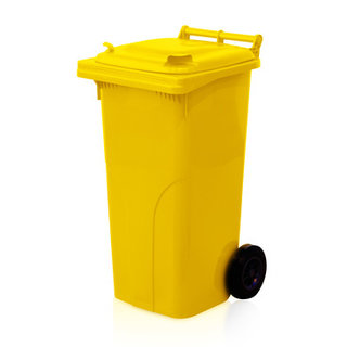 Plastic Rollcontainers Dustbins Minicontainer  on Wheels 120L Yellow