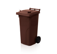 Mini-conteneur Bacs déchets en plastique 2 roues noir 120L  Marron