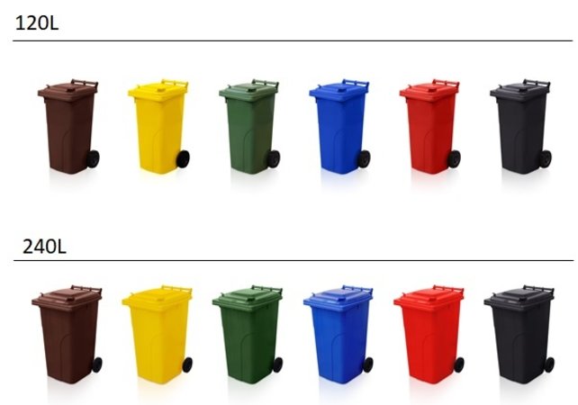 Abfallbehälter 120L Schwarzer Mini-Müllcontainer mit Rädern