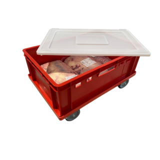 Bac pour viande 60x40x20 plastic Euro E2 avec poignées, ouvert
