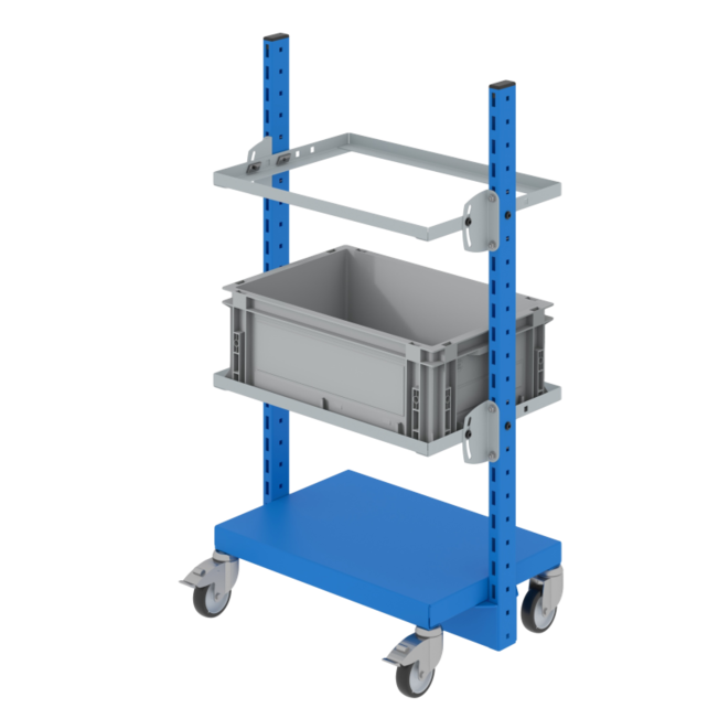 Werkplaatswagen coor Euro Kratten Trolley met 2 verstelbare planken