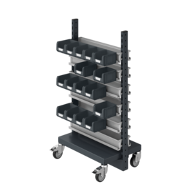 Magazijnwagen met magazijnbakken railing SPR 331 Werkplaatswagen Trolley