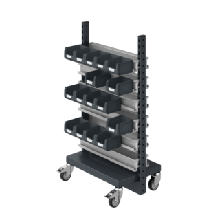 Magazijnwagen met magazijnbakken railing SPR 331 Werkplaatswagen Trolley
