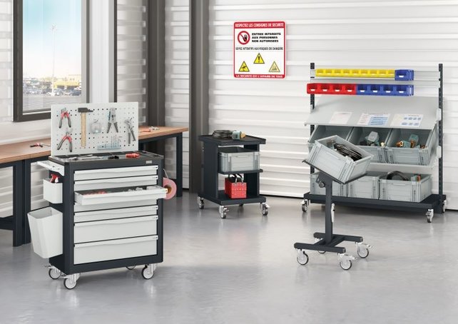 Werktrolley Werkplaatswagens Magazijnkar SV mit 2 of 3 etages Licht grau