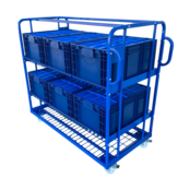 Kommissionierwagen mit 3 Böden 1300 x 650 x 1225 mm – Rollcontainer und Lagerwagen