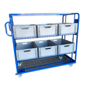Kommissionierwagen mit 3 Böden 1300 x 650 x 1225 mm – Rollcontainer und Lagerwagen